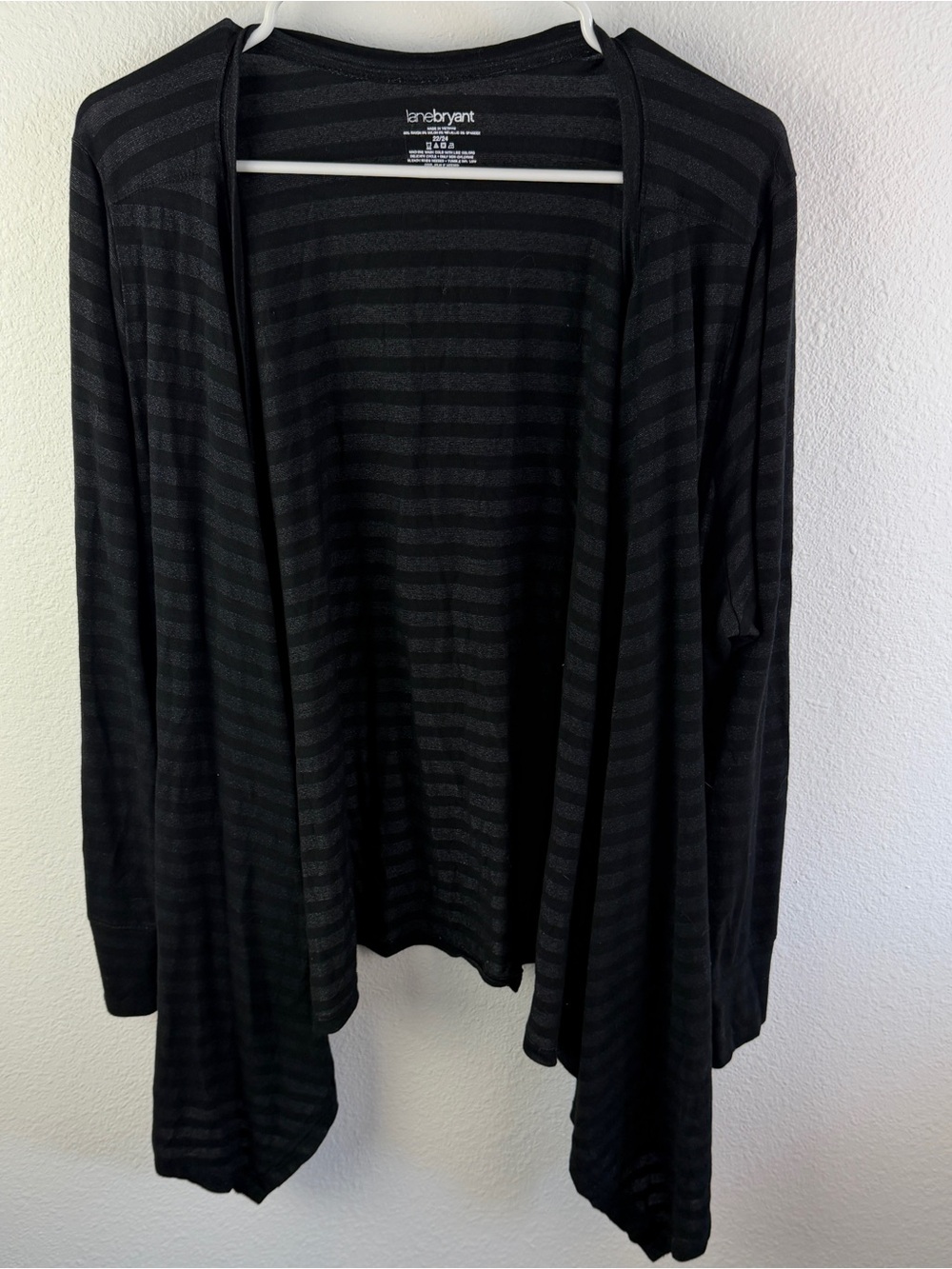 Lane Bryant Black Silver Stripe Open Cardigan Size 22/24